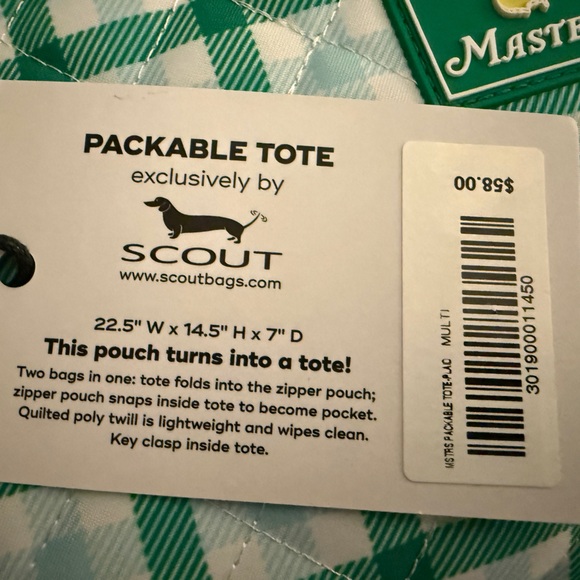 Masters Green and White Checkered Tote - Picture 2 of 4